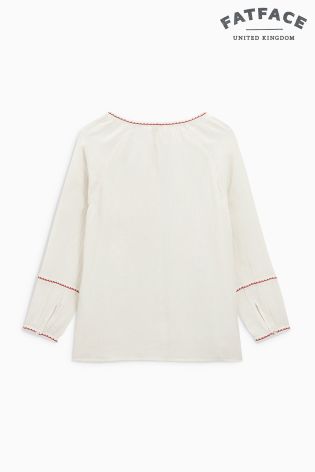 Fat Face Cream Carly Embroidered Blouse